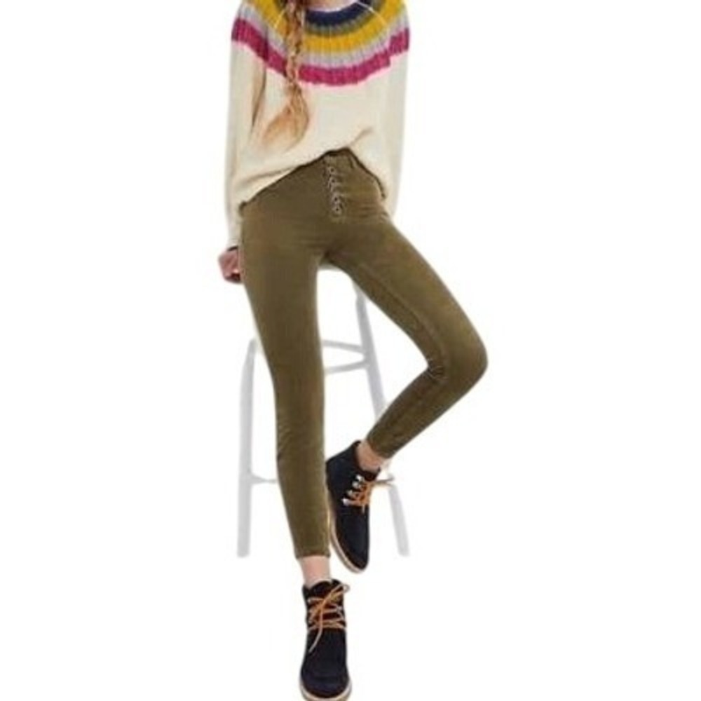 Anthropologie Pilcro Olive Corduroy High Rise Skinny Pants 28